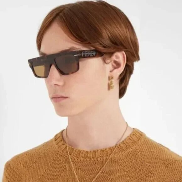 NEW FENDI FE40091U 69A BORDEAUX GREY SQUARE MEN SUNGLASSES FENDI - Picture 2 of 10